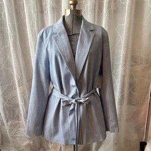 NWT Nine West Light Blue Tie-Waist Blazer—Size XL